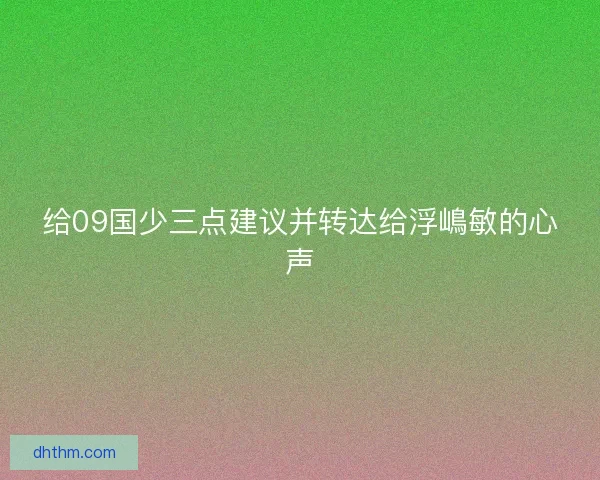 给09国少三点建议并转达给浮嶋敏的心声